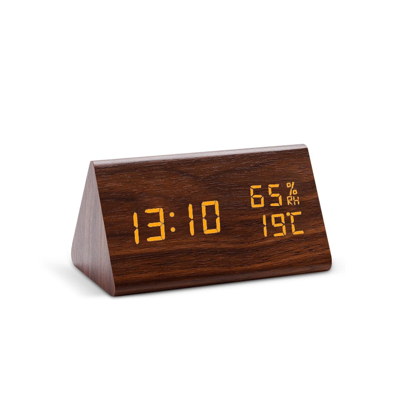 Digital Clock LED Wooden Alarm Clock Table Sound Control Electronic Clocks Desktop USB/AAA Powered Desperadoes Home Table Decor