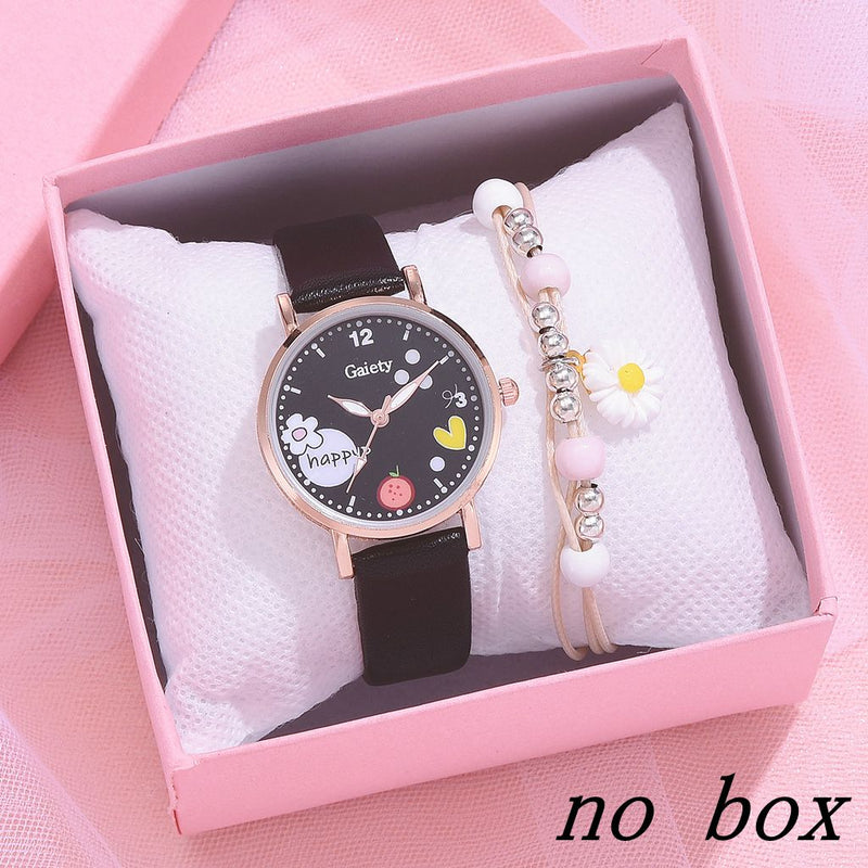 Gaiety Brand 2PCS Set Women Watch Fashion Leather Ladies Quartz Wristwatch Dress Watch For Women Clock Girl Reloj Mujer No Box