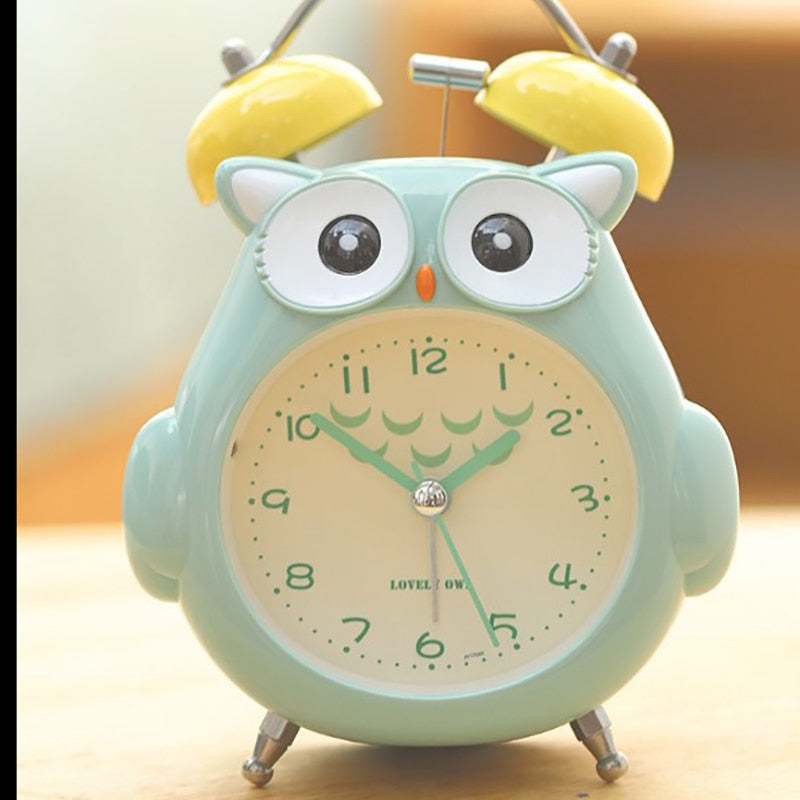 Cartoon Owl Mute Digital Wake Up Table Clock Cute Totoro Ring Bell Metal Bedroom Quartz Alarm Clock With Night Light