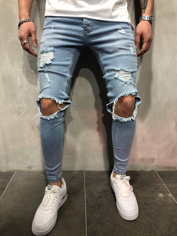 Jeans For Men Fashion Skinny Ripped Denim Trousers Biker High Quality Male Slim Casual Men&#39;s Pants Hip Hop Jogging jean homme