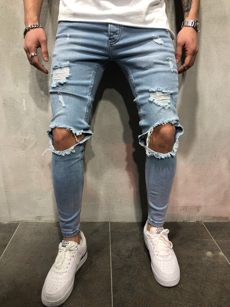 Jeans For Men Fashion Skinny Ripped Denim Trousers Biker High Quality Male Slim Casual Men&