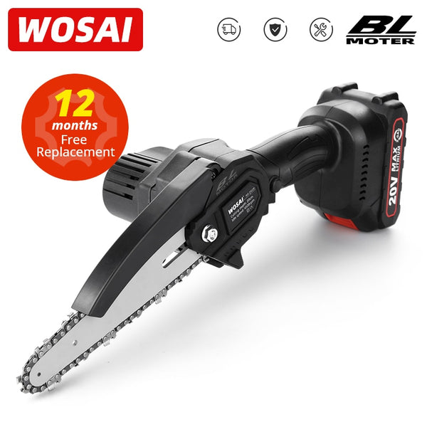 WOSAI 20V MT-Series 6 Inch Brushless chain saw Cordless Mini Handheld Pruning Saw Portable Woodworking Electric Saw Cutting Tool