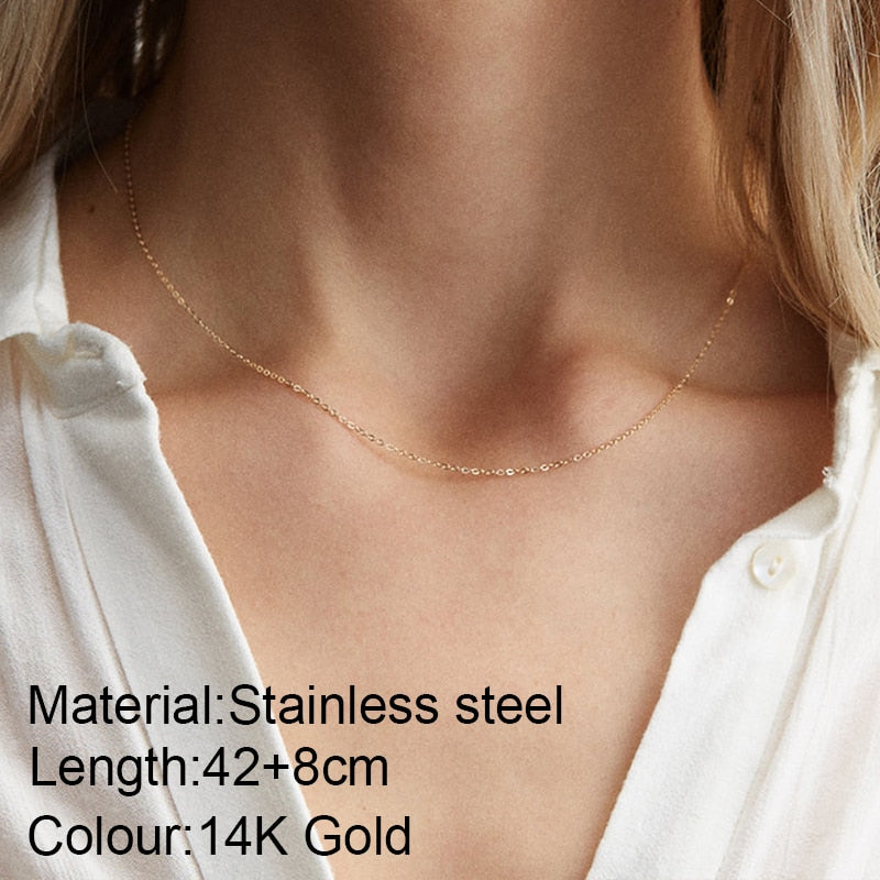 Chains Necklace for Women Stainless Steel Link Woman&