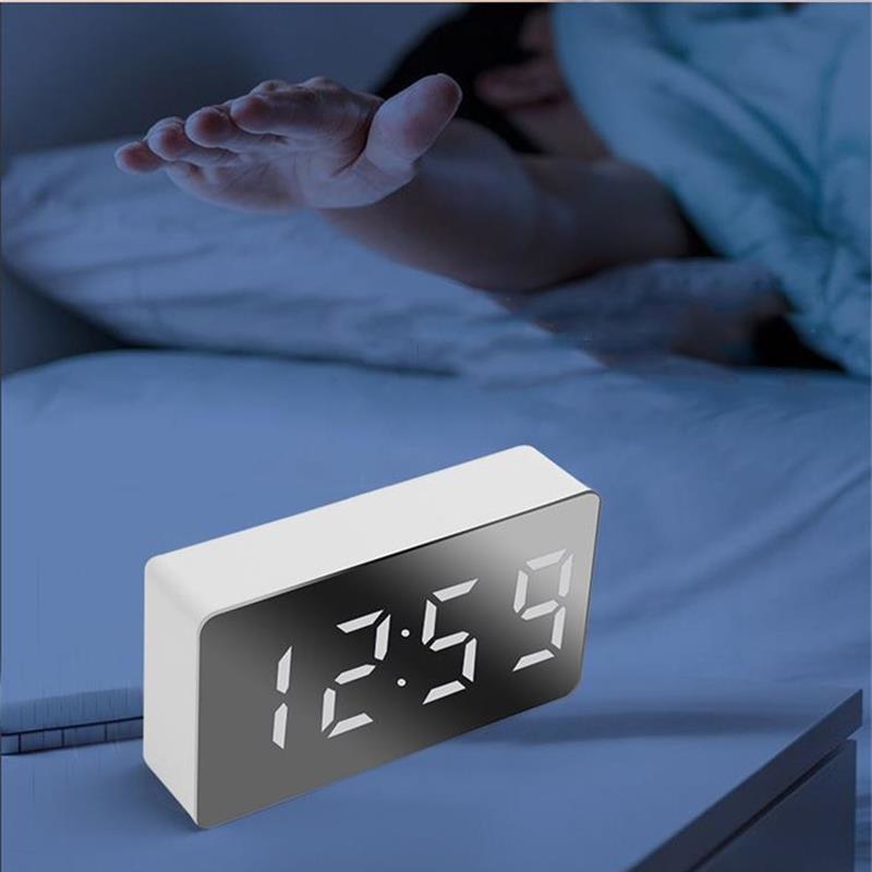 1PCS Green LED Mirror Table Clock Digital Alarm Snooze Display Time Night Light Desktop USB Alarm Clock Home Decor