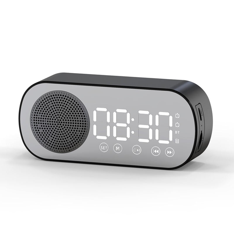 Digital Alarm Clock Mirror Surface Button Table Clock Bluetooth-compatible 5.0 Speaker Wireless MP3 Player For Home Bedroom