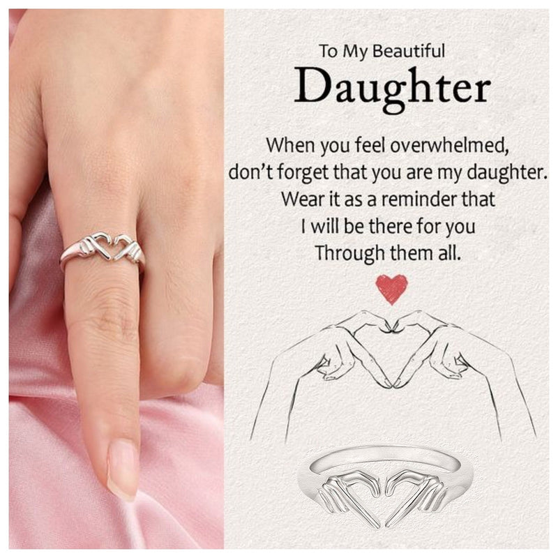 To My Beautiful Daughter I Love You Forever Ring Fashion Than Heart Ring White Ring Small Clear Adjustable Open 2000s Rings