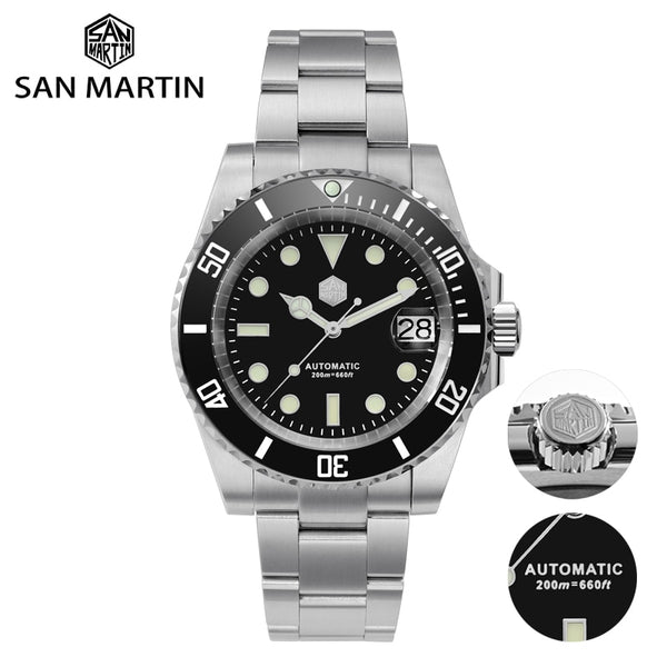 San Martin 40.5mm Water Ghost V3 Diver Luxury Men Watch NH35 Automatic Mechanical Business Wristwatches Sapphire 20Bar Lumed