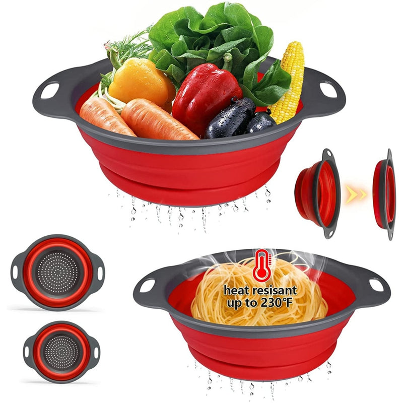 Novel Folding Silicone Drain Fruit Vegetable Wash Colander Kitchen Gadget Utensils Foldable Strainer Basket Accessories Drainer