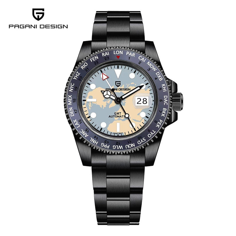 PAGANI DESIGN New Japan NH34 GMT Men Mechanical Watch Luxury Sapphire Glass Automatic Watch 10bar Waterproof Stainless Watch Men