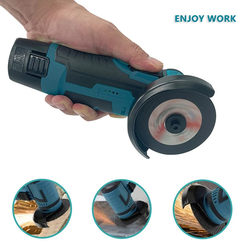 DONUMEH 12V Brushless Cordless Mini Angle Grinder Portable Grinding Metal Polishing Cutting Machine Lithium Battery Power Tool