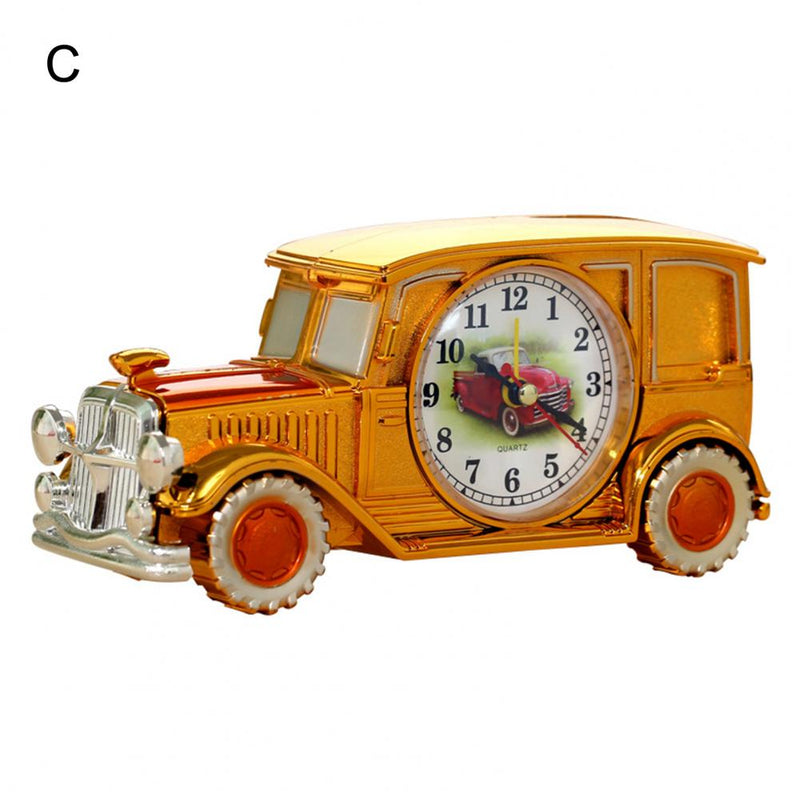 Time Display Simple Operation Classic Car Shape Antique Clock Desktop Ornament for Bedroom