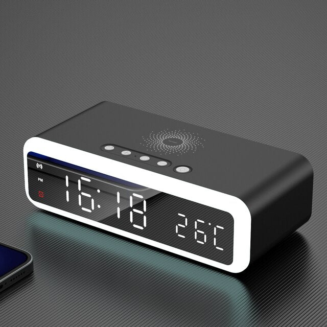 LED Digital Alarm Clock Electric With Wireless Charger Desktop Clock  Thermometer Despertador HD Mirror Clock Watch Table Decor