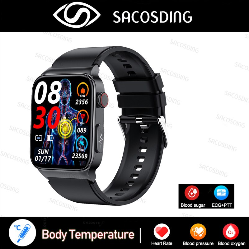 2022 NEW Blood Glucose Smart Watch Men ECG Monitor Blood Pressure Body Temperature Smartwatch IP68 Waterproof Fitness Tracker