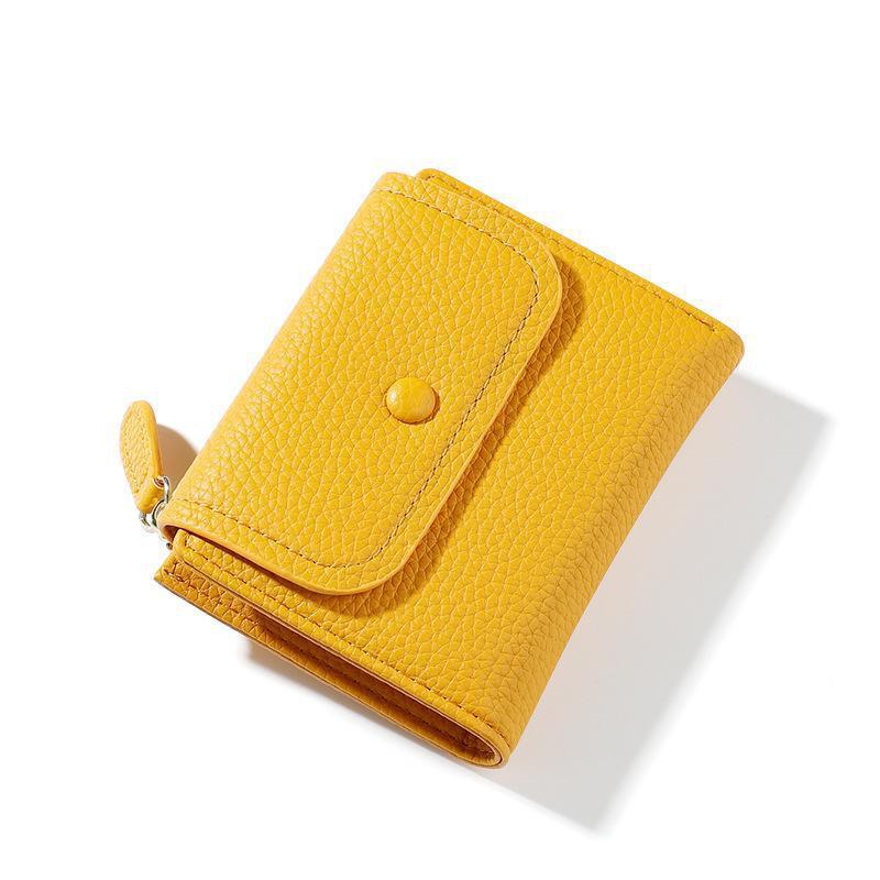 Brand Yellow Women Wallet Soft PU Leather Female Purse Mini Hasp Card Holder Coin Short Wallets Slim Small Purse Zipper Keychain