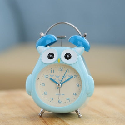 Cartoon Owl Mute Digital Wake Up Table Clock Cute Totoro Ring Bell Metal Bedroom Quartz Alarm Clock With Night Light