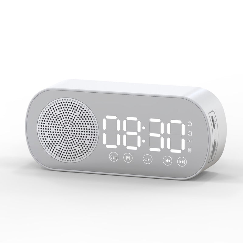 Digital Alarm Clock Mirror Surface Button Table Clock Bluetooth-compatible 5.0 Speaker Wireless MP3 Player For Home Bedroom