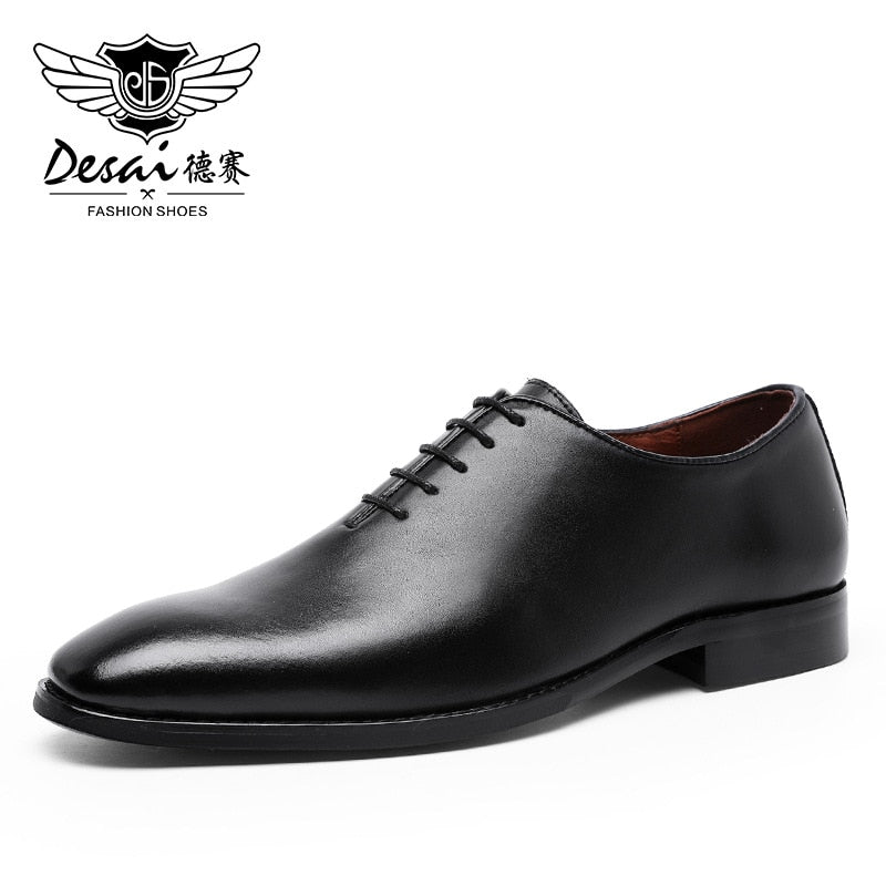 DESAI Oxford Mens Dress Shoes Formal Business Lace-up Full Grain Leather Minimalist Shoes for Men