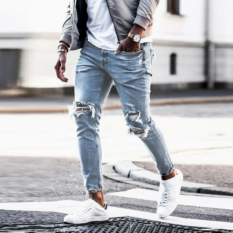 Jeans For Men Fashion Skinny Ripped Denim Trousers Biker High Quality Male Slim Casual Men&