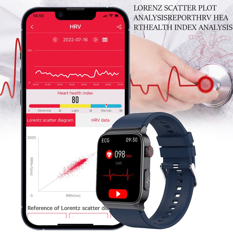 XIAOMI E500 ECG+PPG Smart Watch Blood Glucose Electrocardiogram Temperature Blood Oxygen Sleep Monitoring Sports Smart Watch