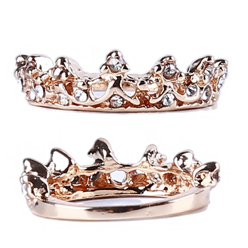 Rings Vintage Crystal Drill Hollow Crown Shaped Queen Temperament Rings For Woman Personality Wedding Engagement Gifts