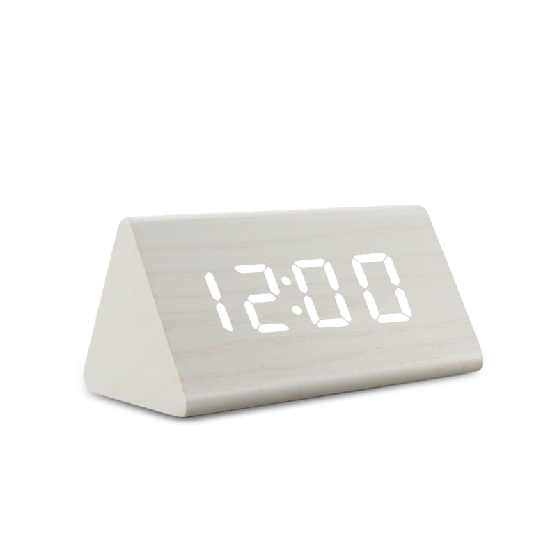 Digital Clock LED Wooden Alarm Clock Table Sound Control Electronic Clocks Desktop USB/AAA Powered Desperadoes Home Table Decor