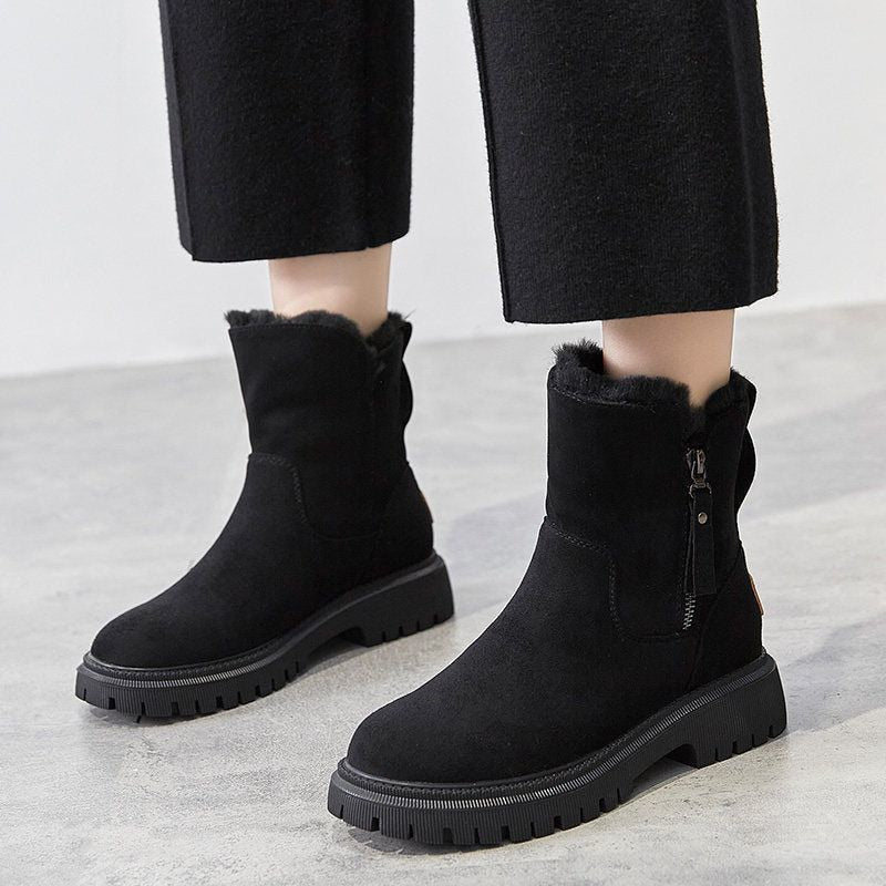 Winter Shoes Women Plush Boots Casual Fashion Warm Shoes Comfort Cotton Boots Platform Thigh High Boots Ladies Wedge Ankle Boots
