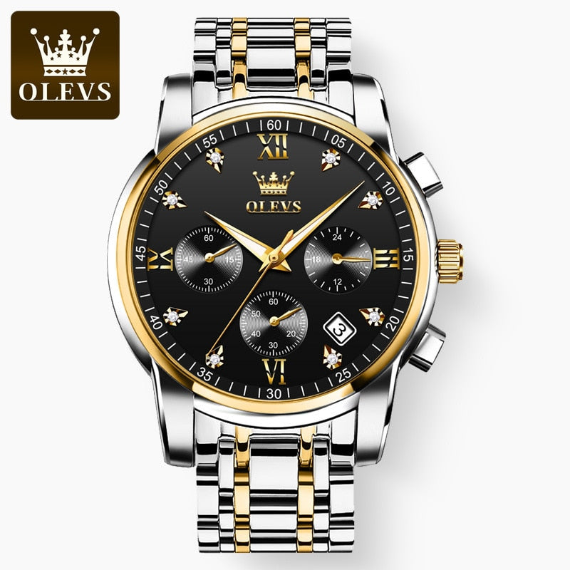 OLEVS Watches for Men Top Brand Luxury Chronograph Luminous Quartz Watch Fashion Business Waterproof Stainless Steel Wrist watch