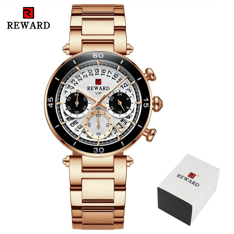 REWARD New Top Luxury Brand Women Watches Waterproof Quartz Clock Ladies Blue Stainless Steel Strap Wristwatch Relogio Feminino