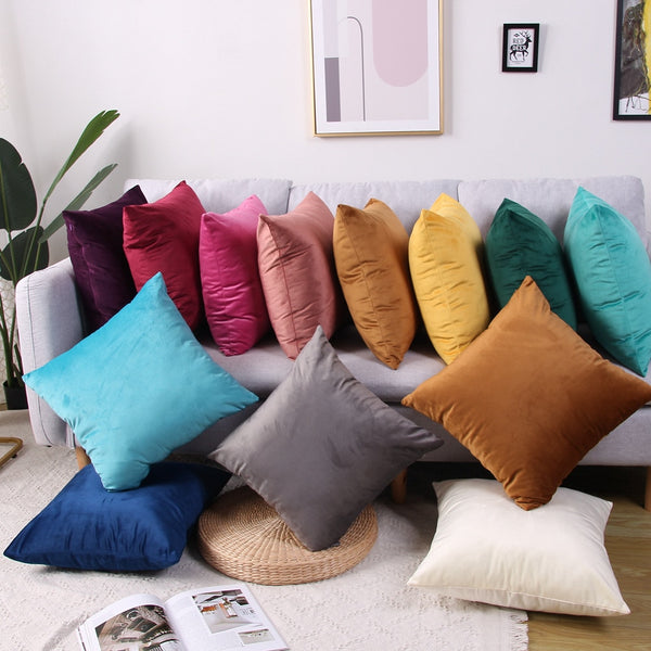 Luxury Velvet Cushion Cover Solid Color Throw Pillow Case For Sofa Car Decorative Lumbar Pillow Cover Home Decor Pillowcase