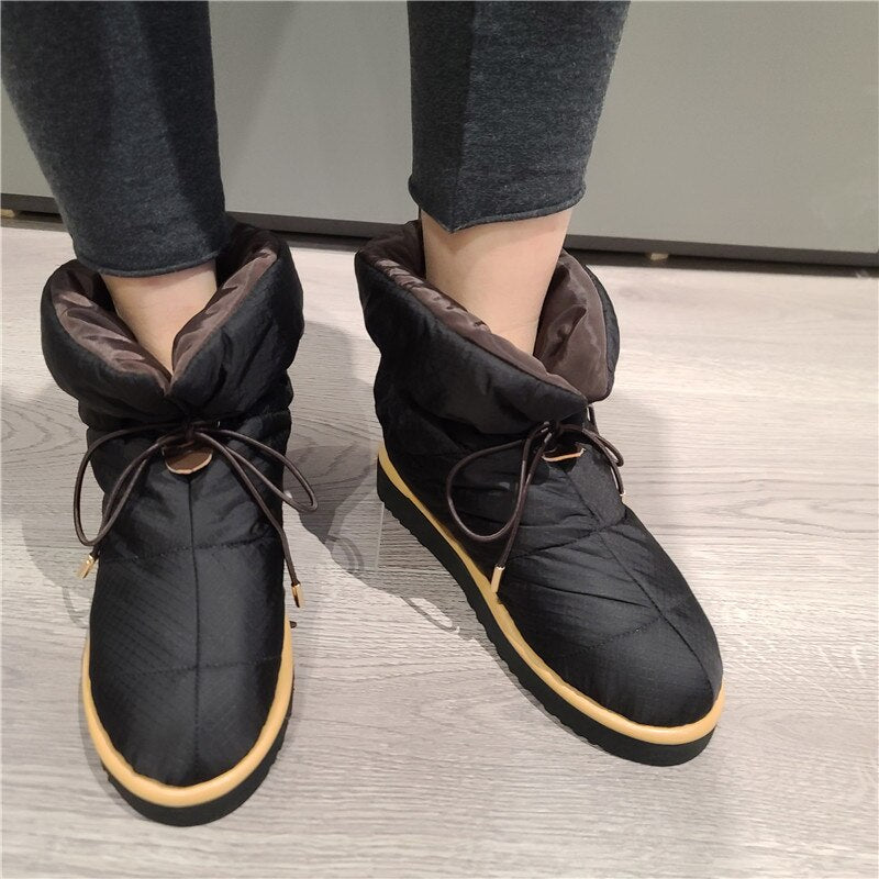 2023 Luxury Brand Winter Ankle Boots for Women Fashion Lace Up Warm Female Snow Boots Platforms Casual Short Shoes Woman Boots