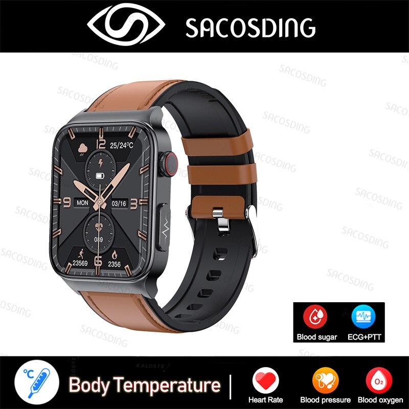 2022 NEW Blood Glucose Smart Watch Men ECG Monitor Blood Pressure Body Temperature Smartwatch IP68 Waterproof Fitness Tracker