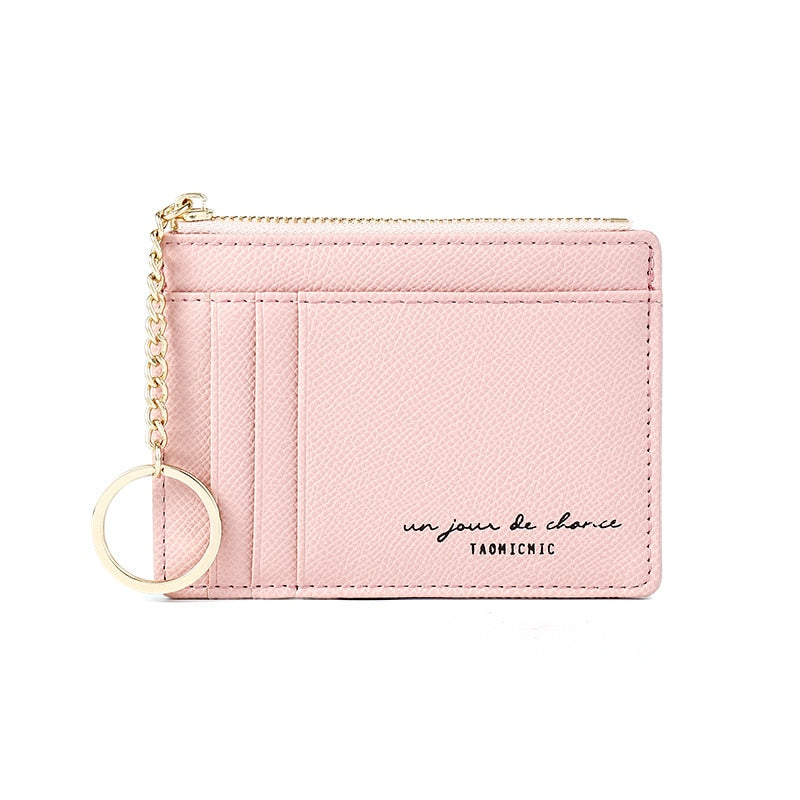 New Women Wallets Zipper PU Leather Coin Purse Mini Key Chain Small Wallet Multi-card Bit Card Holder Card Holder