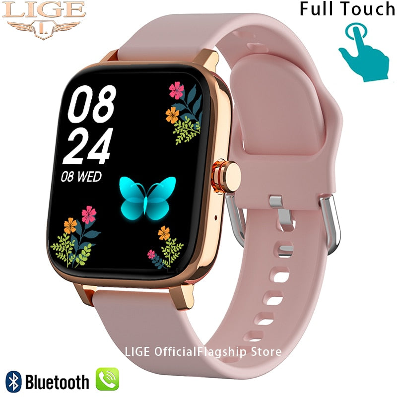 LIGE Call Smart Watch Women Custom Dial Smartwatch For Android IOS Waterproof Bluetooth Music Watches Full Touch Bracelet Clock