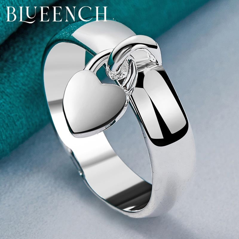 Blueench 925 Sterling Silver Love Pendant Ring For Women Proposal Wedding Party Romantic Fashion Temperament Jewelry