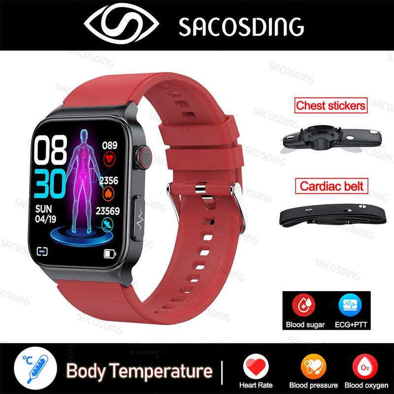 2022 NEW Blood Glucose Smart Watch Men ECG Monitor Blood Pressure Body Temperature Smartwatch IP68 Waterproof Fitness Tracker