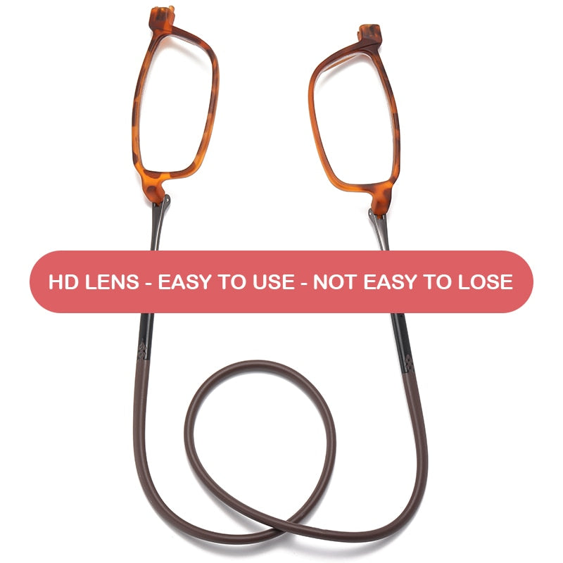 DML Brand Adjustable Elastic Hanging Neck Reading Glasses Portable Not Easy To Lose High-Grade TR Material Square Frame Unisex