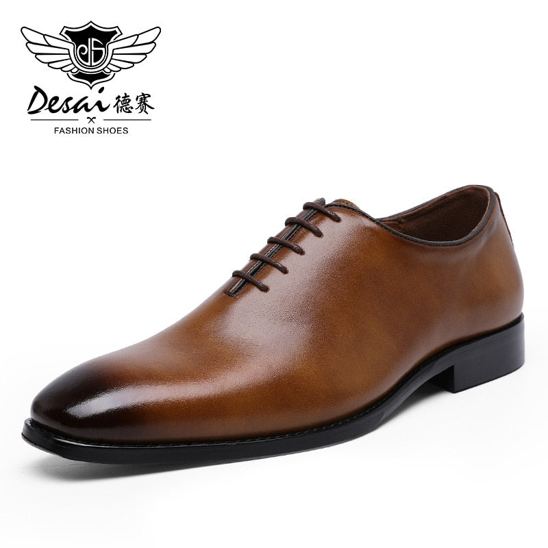 DESAI Oxford Mens Dress Shoes Formal Business Lace-up Full Grain Leather Minimalist Shoes for Men