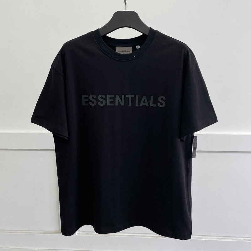 New Summer ESSENTIALS T-shirt Loose Rubber Letter logo Ovesized Short Sleeve Hip hop Unisex 100% Cotton Sports Tees