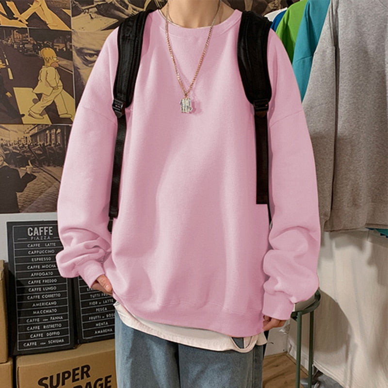 New Men Hoodies Autumn Winter Korean Fashion Letter Print Oversized Pullover Tops Harajuku Hip Hop Casual Sweatshirts Streetwear