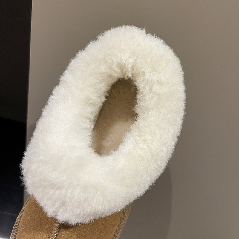 New Winter Women Short Plush Warm Snow Boots Flats Casual Shoes Suede Fur Chelsea Ankle Boots Platform Ladies Shoes Botas Mujer