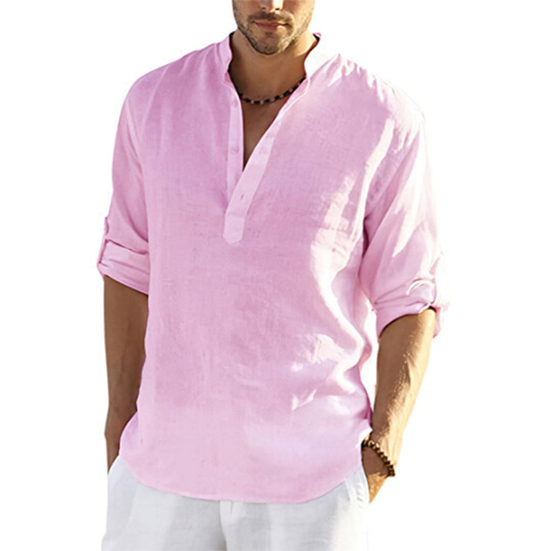 2022 New Men&#39;s Casual Blouse Cotton Linen Shirt Loose Tops Long Sleeve Tee Shirt Spring Autumn Casual Handsome Men&#39;s Shirts