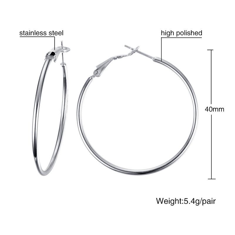 Vnox Large Star Hoop Earrings for Women Silver Color Not Fade