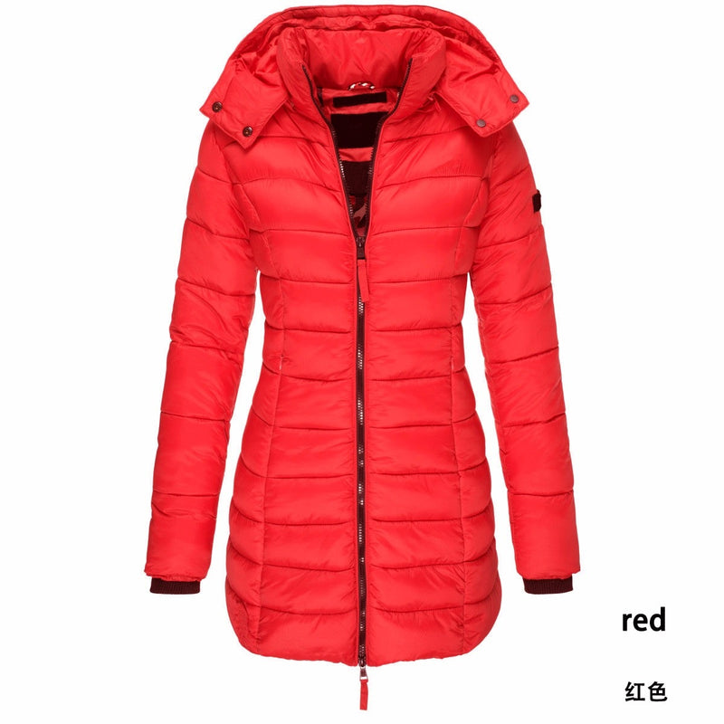 Womens Winter Long Down Coat Thicken Warm Hooded Cotton Padded Puffer Jacket Overcoat