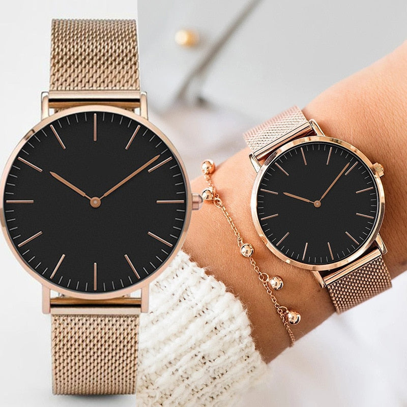 Luxury Rose Gold Watch Women Bracelet Watches Top Brand Ladies Casual Quartz Watch Steel Women&